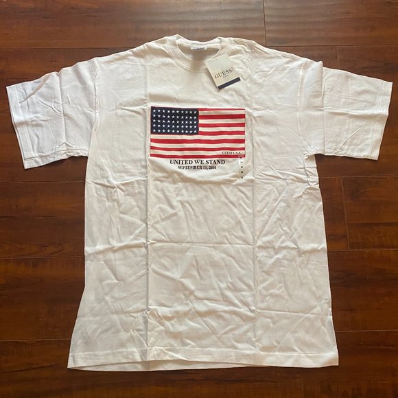 NWT GUESS September 11th 9/11 America USA White Tee Shirt w/ Tags size Medium